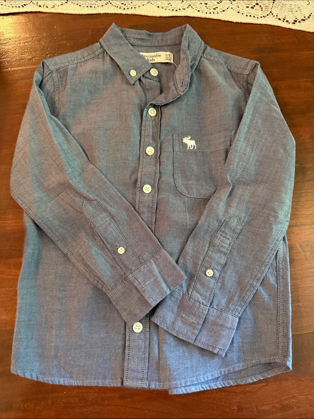 abercrombie kids Blue Button-Down Shirt with Pocket Logo